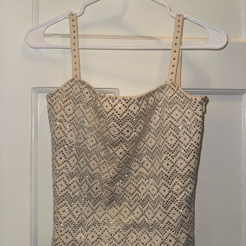 St John Evening Rhinestone Beige Top Hand Made Size 6 Free Shipping